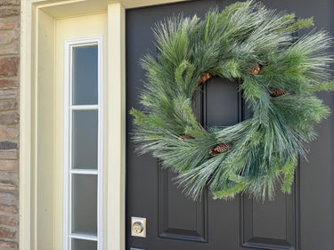 Large Winter Flocked Pine and Pinecone Wreath