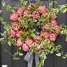 Pink Garden Peony Wreath with Cascading Variegated Greenery - TwoInspireYou
