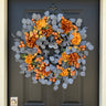 Blue Eucalyptus Autumn Wreath with Brown Mums and Pods - TwoInspireYou