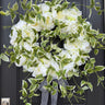 Wedding Wreath Decor - White Peony and Cascading Greenery Wreath - TwoInspireYou