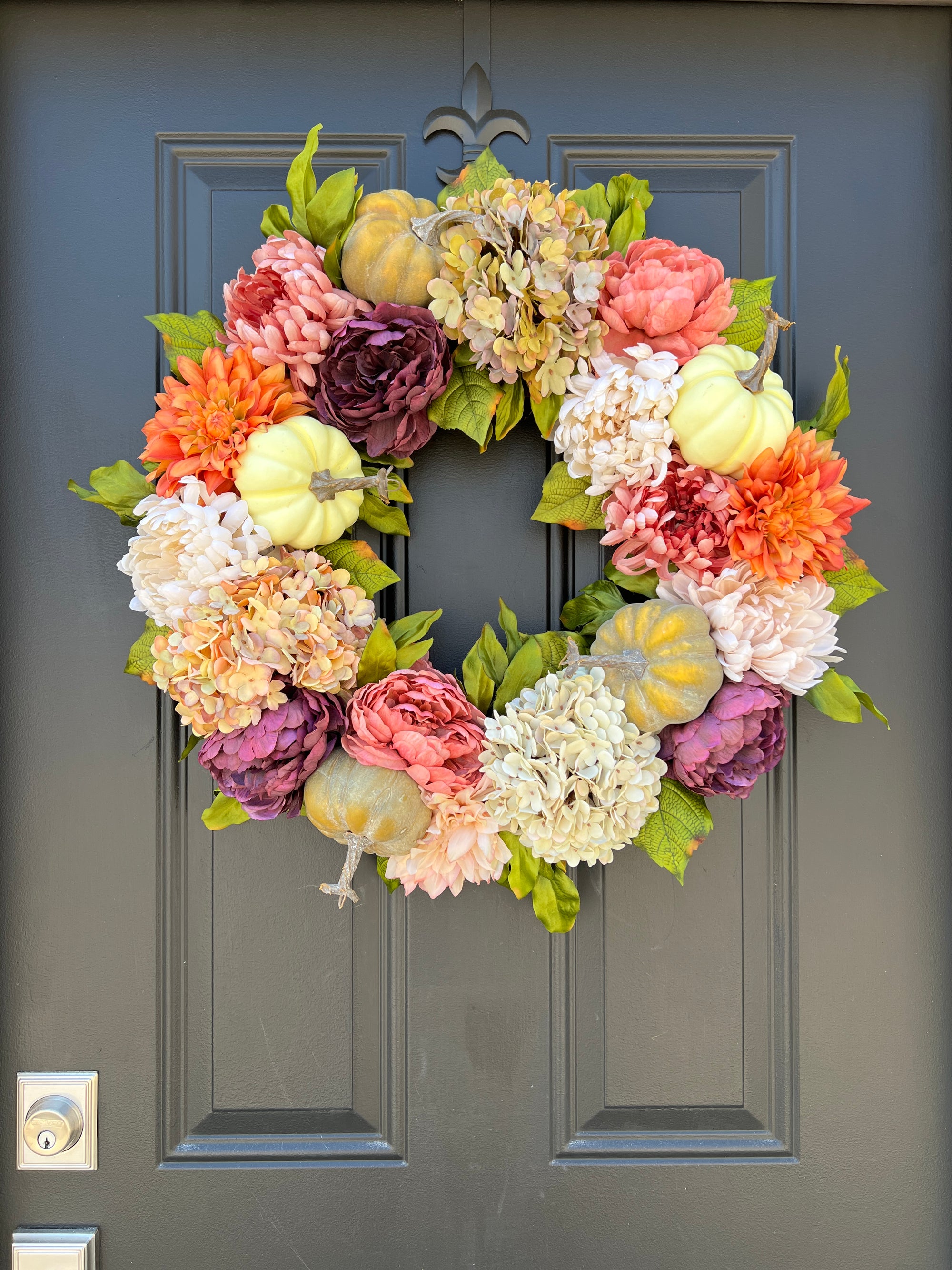 The Autumn Seascape Wreath with Pumpkins