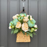 Mint Green and Cream Peony Door Basket – Fresh Spring Decor - TwoInspireYou