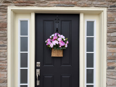 Soft Pink Peony Door Basket – Elegant Spring Front Door Decor - TwoInspireYou