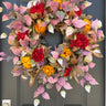 Autumn Foliage Wreath with Mums for Front Door - TwoInspireYou