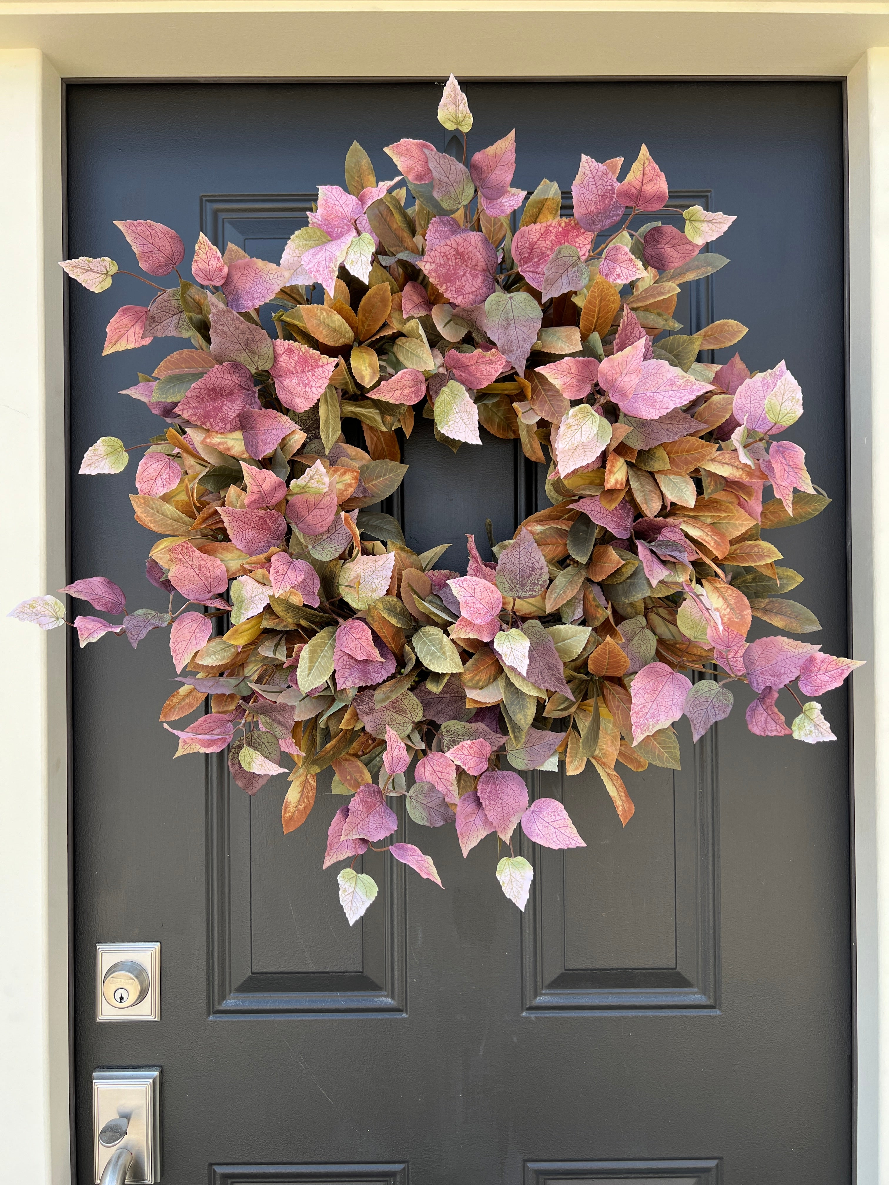 Autumn Foliage Wreath with Purple and Gold Leaves