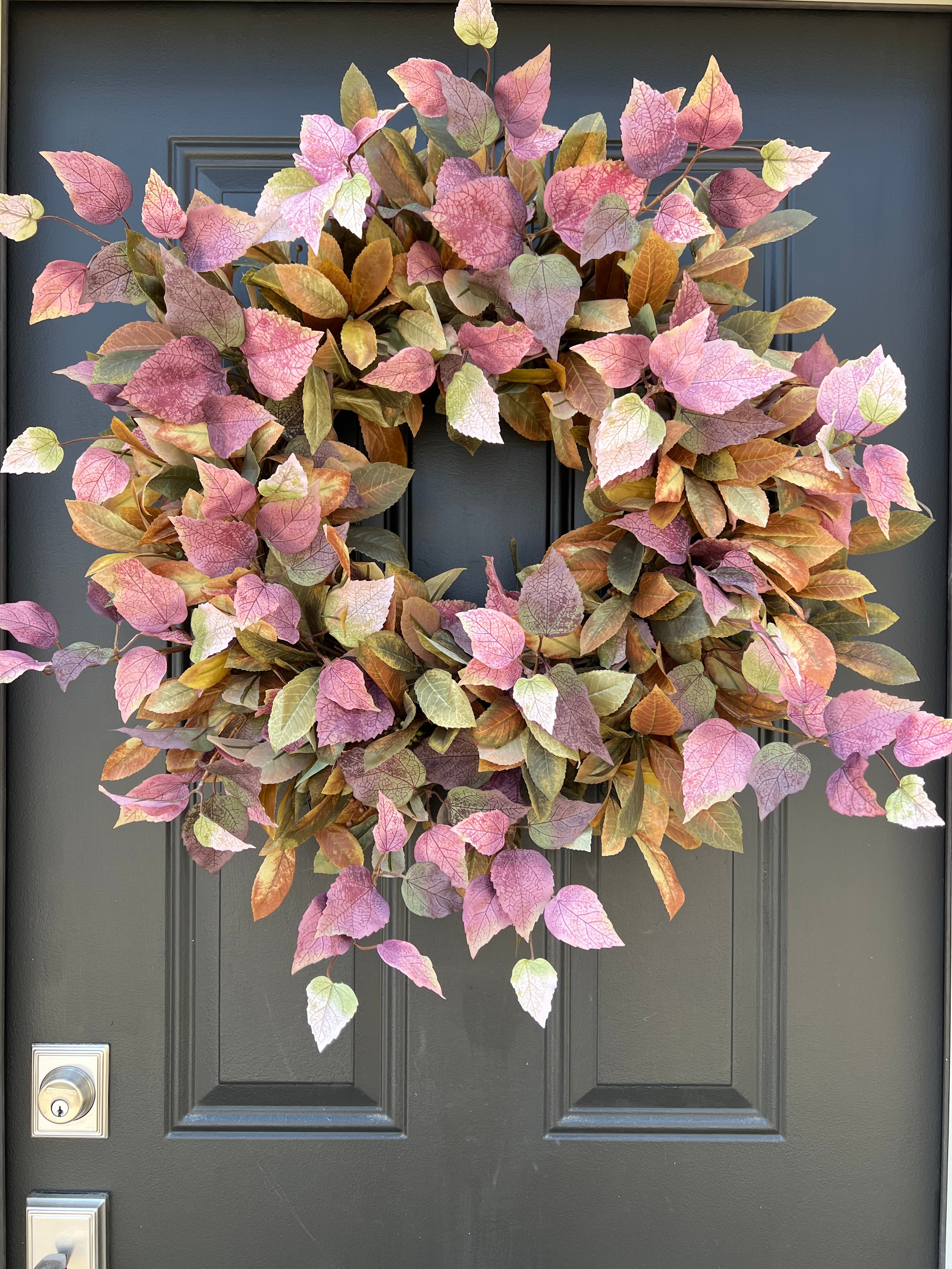 Autumn Foliage Wreath with Purple and Gold Leaves