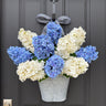 Blue and White Hydrangea Door Basket with Ribbon Accent - TwoInspireYou