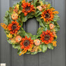 Fall Magnolia Wreath with Sunflowers and Pumpkins - TwoInspireYou