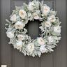 White Peony & Lamb's Ear Wreath - TwoInspireYou