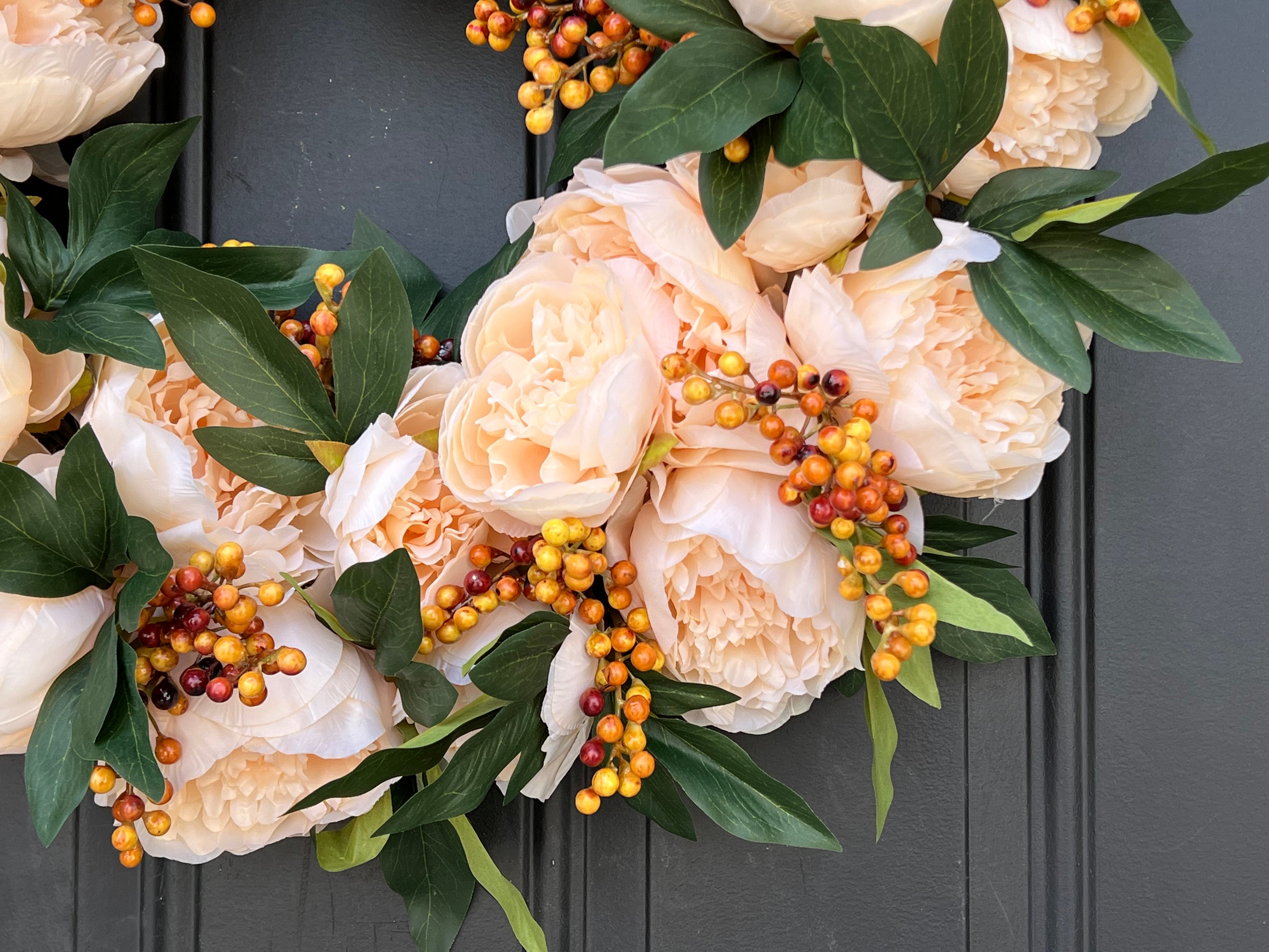 Modern Fall Peony Wreath