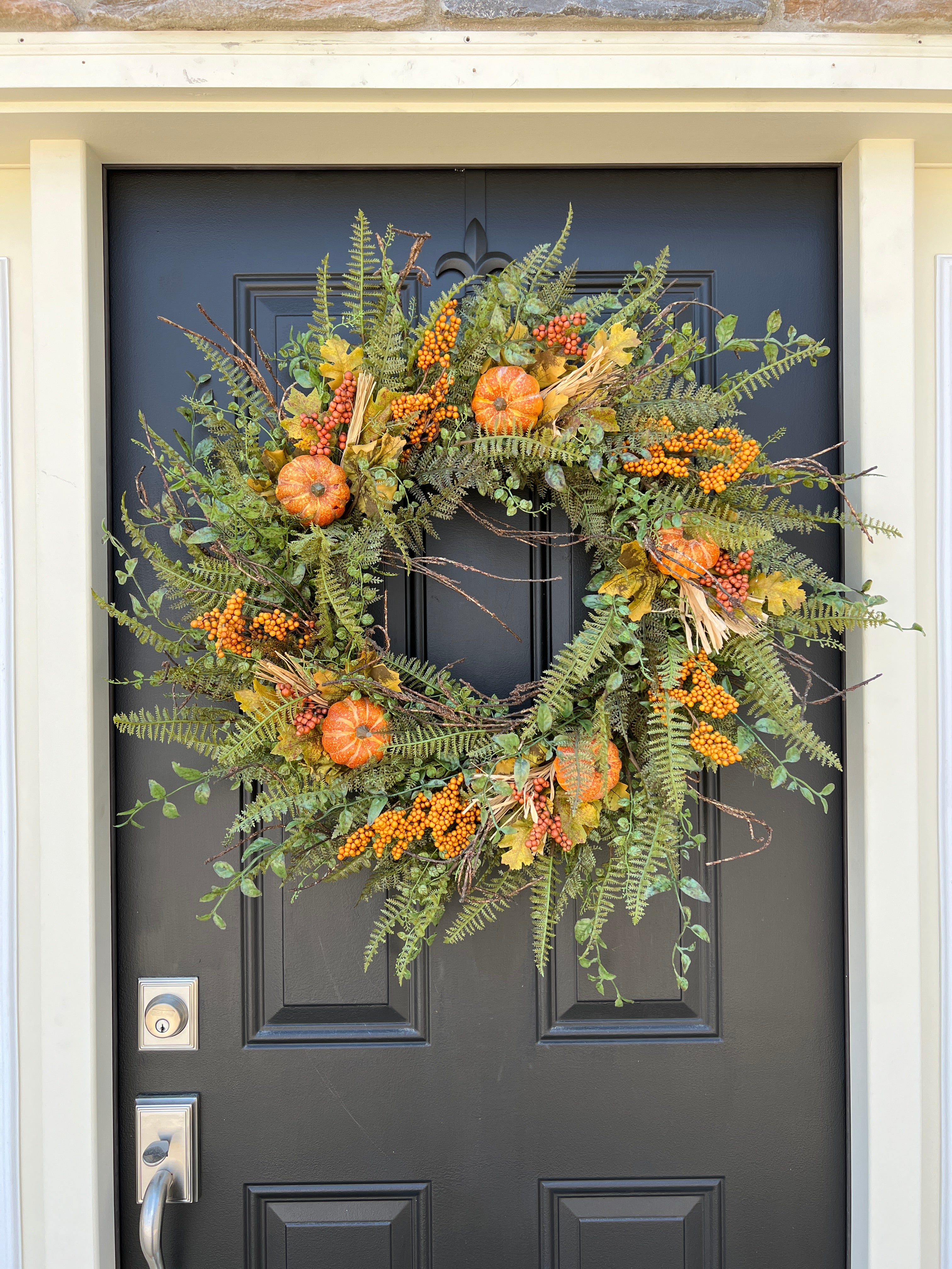 Fall Fern Wreath with Fall Gatherings