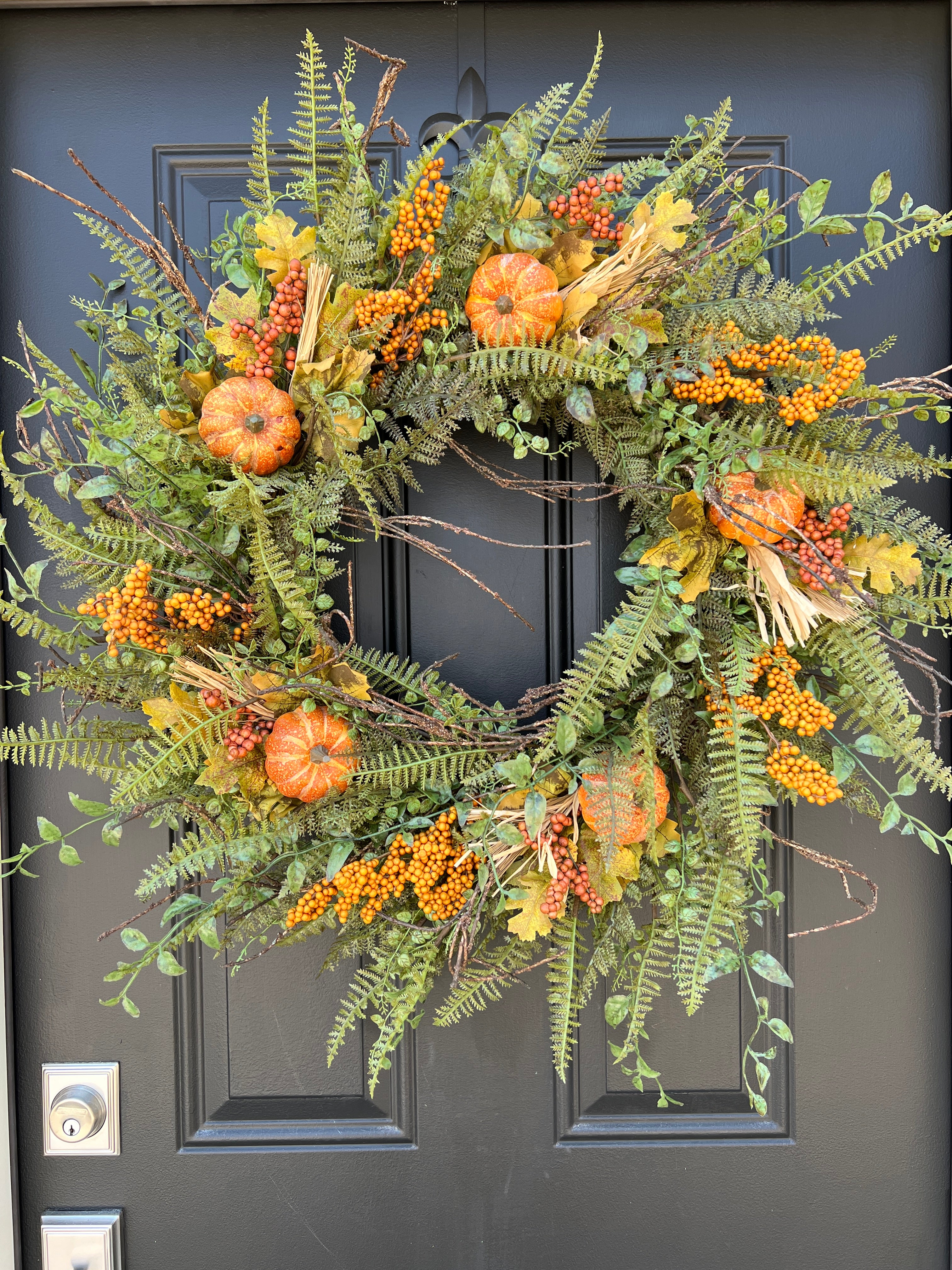 Fall Fern Wreath with Fall Gatherings