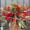 Scarlet Magnolia Autumn Basket Wreath - TwoInspireYou