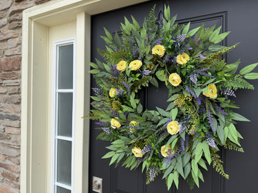Summer Wreath with Yellow and Purple Flowers - TwoInspireYou