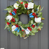 Patriotic Magnolia Wreath Red White Blue Front Door Decor - TwoInspireYou