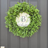 Boxwood Wreath with Welcome Sign Greenery Front Door Decor - TwoInspireYou