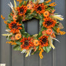 Fall Magnolia Wreath with Sunflowers and Pumpkins - TwoInspireYou