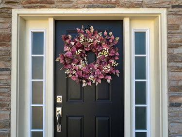 Fall Wreath with Purple Leaves and White Berry Clusters - TwoInspireYou