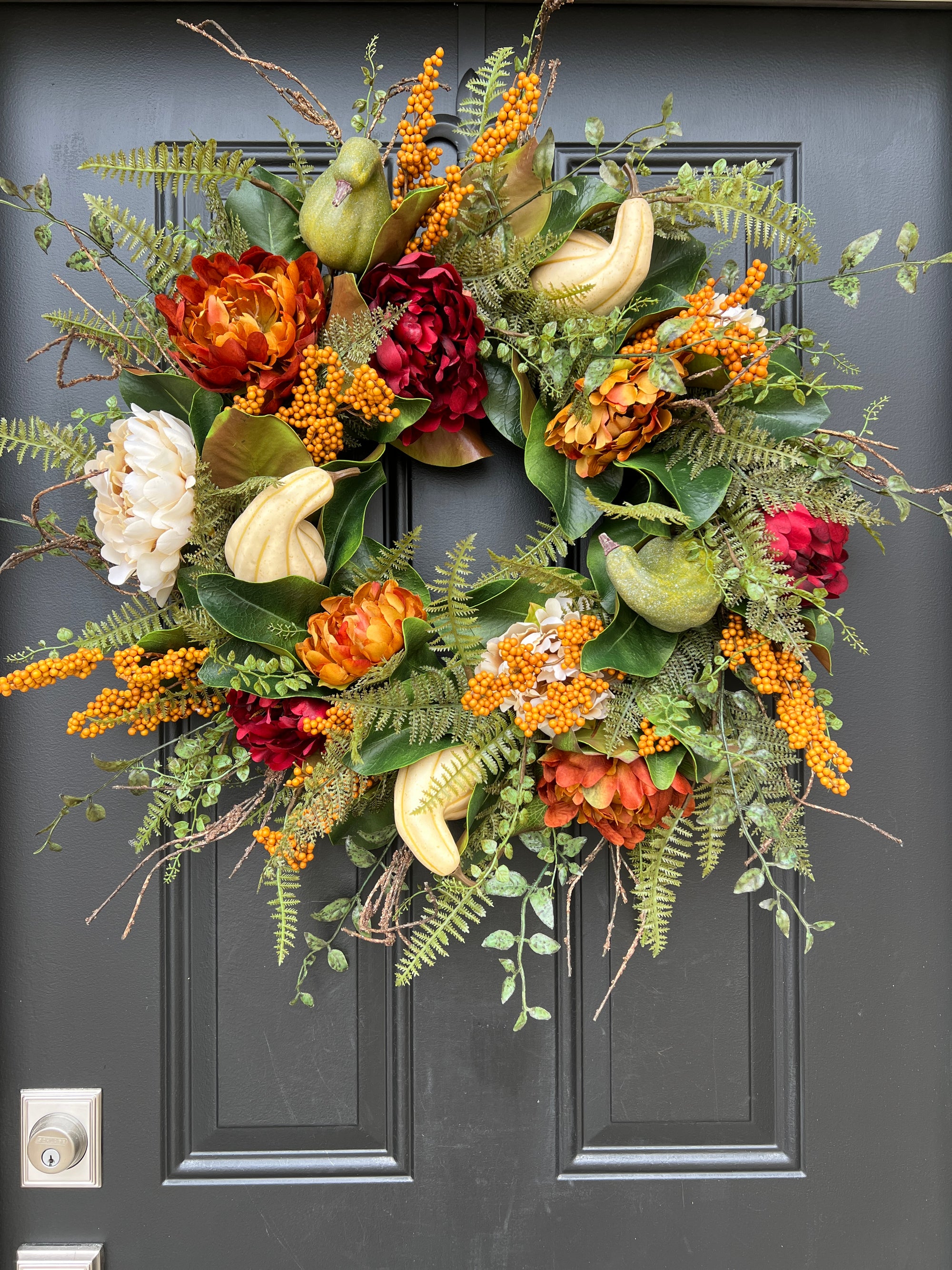 Fall Wreath with Gourds and Pumpkins