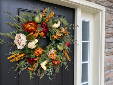 Fall Wreath with Gourds and Pumpkins - TwoInspireYou