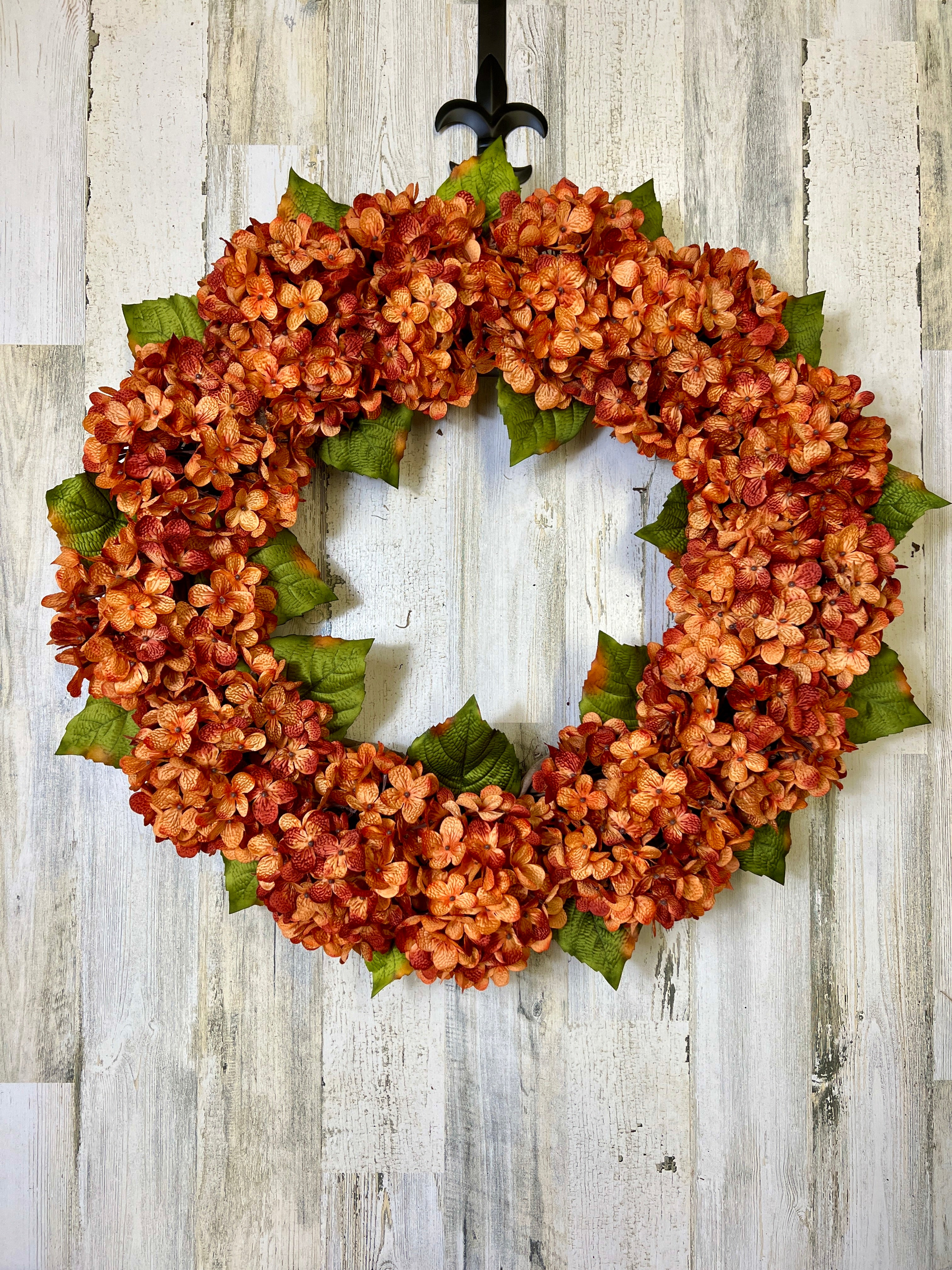 Autumn Orange Hydrangea Wreath