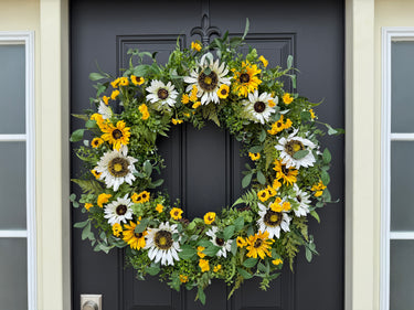 Sunflower Daisy Summer Front Door Wreath