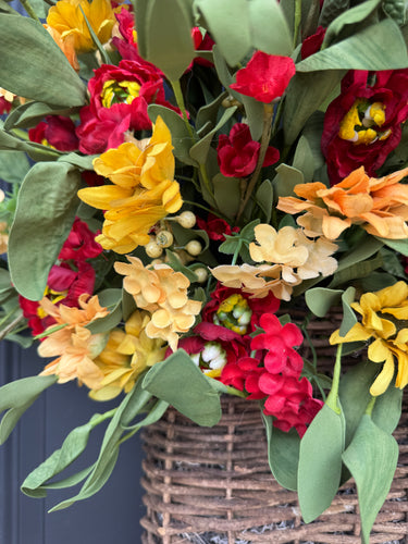 Red and Golden Late Summer Door Basket