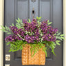 Spring Lilac Basket Wreath for Front Door - Purple Lilacs in Water Hyacinth Door Basket - TwoInspireYou