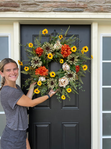 Black-Eyed Susan & Sunflower Fall Wreath - TwoInspireYou