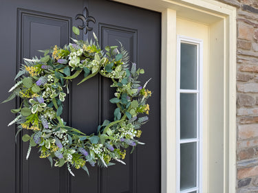 Spring Green Wildflower & Eucalyptus Front Door Wreath