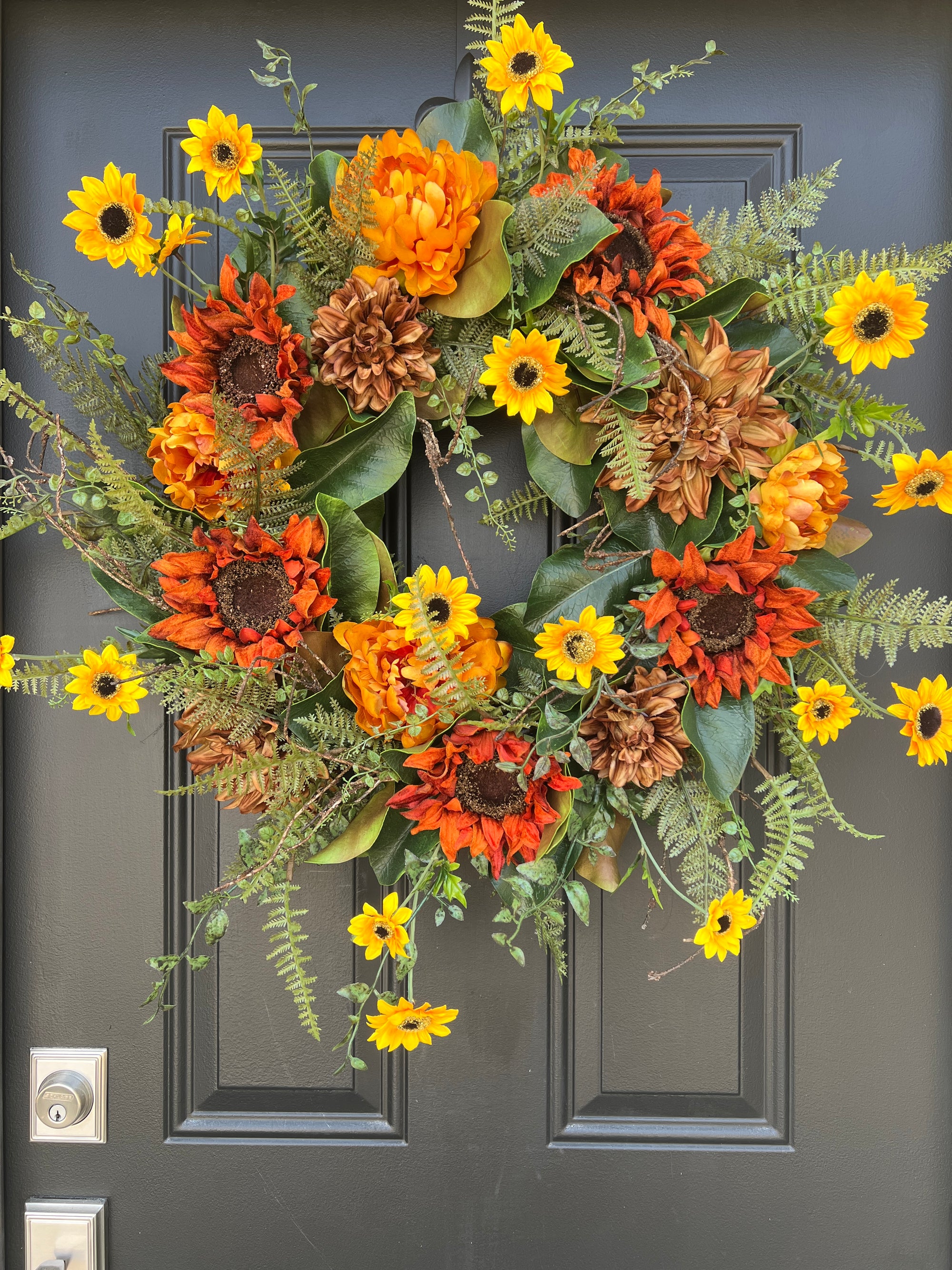 Pumpkin Spice Sunflower and Black-Eyed Susan Autumn Wreath