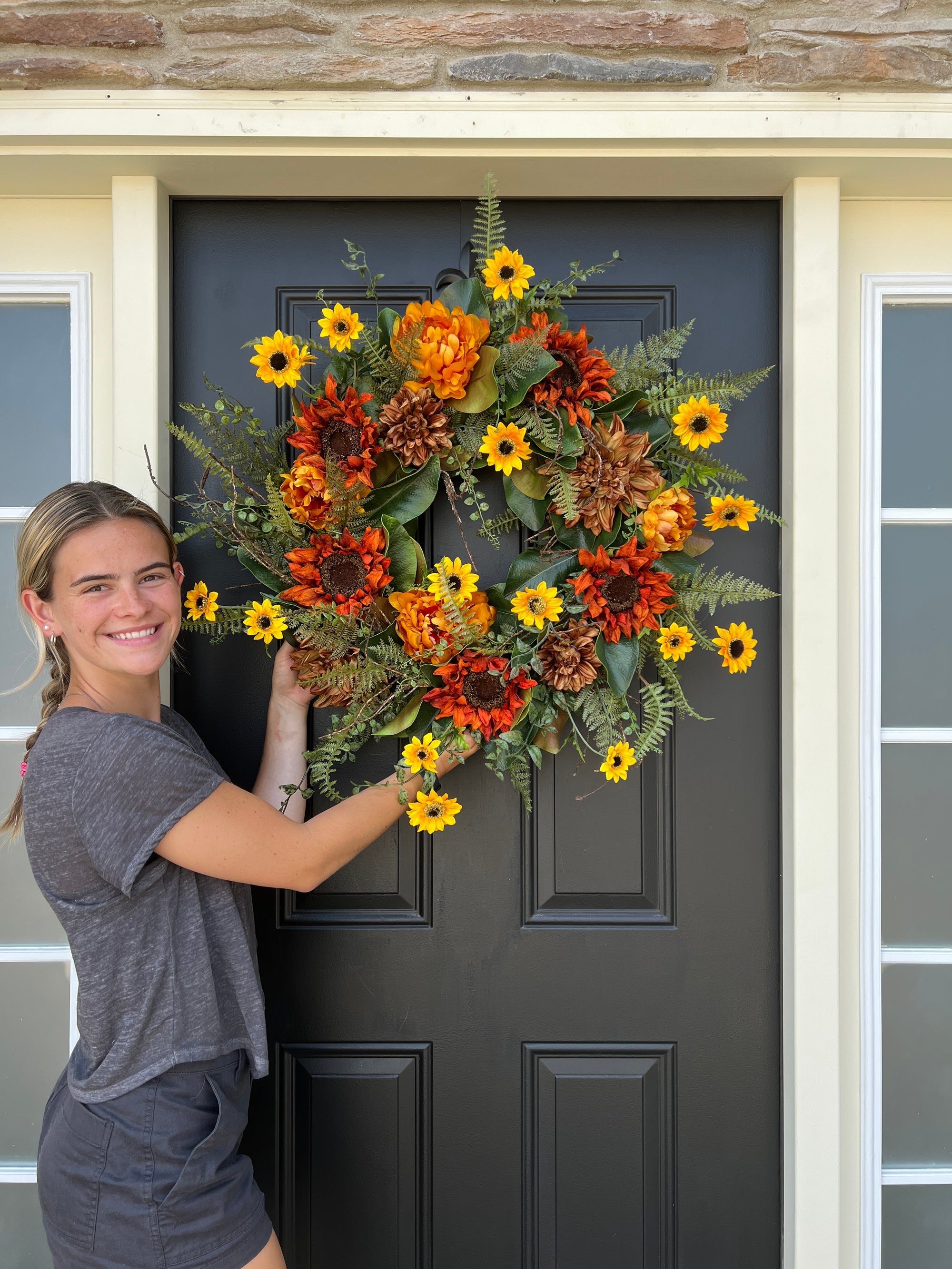 Pumpkin Spice Sunflower and Black-Eyed Susan Autumn Wreath