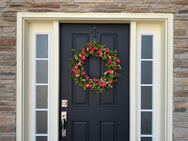 Coral Wildflower Spring & Summer Front Door Wreath
