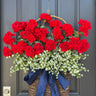Summer Red Geranium Basket Wreath - 4th of July Door Decorations - TwoInspireYou