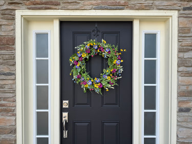 Colorful Pansy Garden Front Door Wreath
