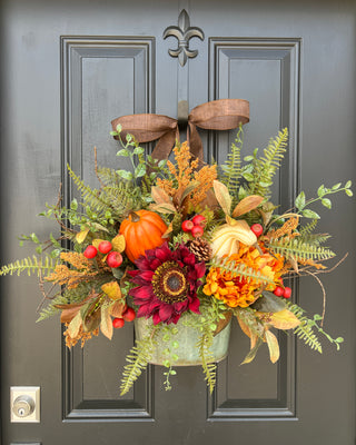Autumn Bucket Wreath for Front Door - TwoInspireYou
