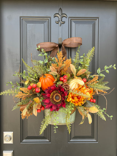 Autumn Bucket Wreath for Front Door - TwoInspireYou