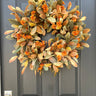 Fall Foliage and Orange Mum Wreath - TwoInspireYou