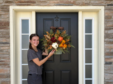 Fall White Pumpkin Bucket Wreath - TwoInspireYou