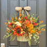 Season's Harvest Bounty Bucket Wreath with Pumpkins, Gourds, Pinecones and Bittersweet - TwoInspireYou