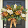 Fall Hydrangea Cones and Foliage Basket Wreath - TwoInspireYou