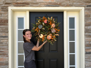 Pumpkin and Gourd Festive Fall Foliage Wreath - TwoInspireYou