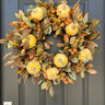 Classic Fall Foliage Wreath with Pumpkins and Fall Pods - TwoInspireYou