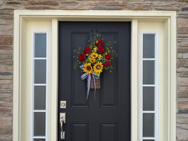 Patriotic Sunflower Americana Basket Door Hanger