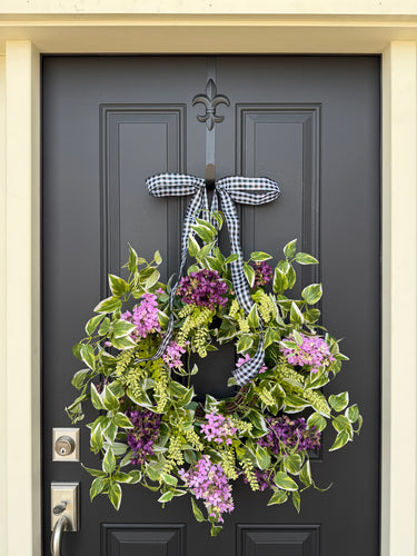 Lilac & Variegated Greenery Front Door Wreath