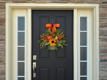 Pumpkin and Sunflower Hanging Basket Wreath