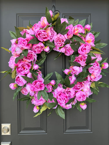 Luxury Pink Peony Front Door Wreath