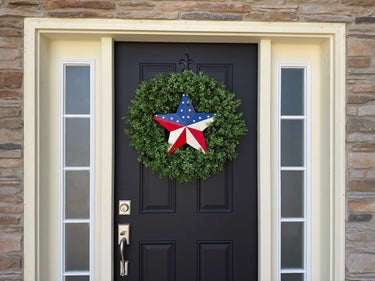 Patriotic Boxwood Americana Star Wreath