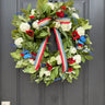 Americana Wreath with Red White & Blue Florals and Butterfly Accents – Patriotic Front Door Wreath by Twoinspireyou - TwoInspireYou