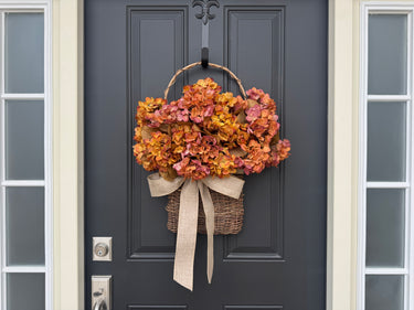 Fall Colors Hydrangea Fall Basket Wreath